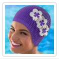 Bonnet de bain Gaufré Mauve avec fleurs - Bonnet de Bain Fleurs, PROMO -  Wimex Europe Boutique