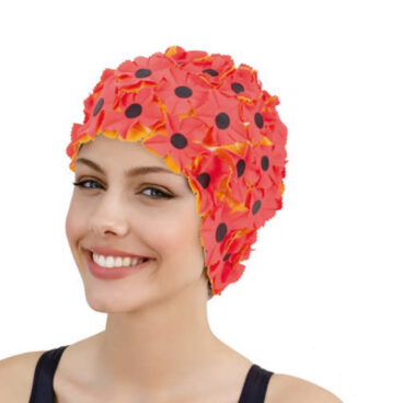 bonnet de bain à fleurs orange pink