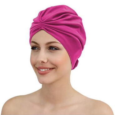 bonnet de bain tissu froncé pink avec scratch