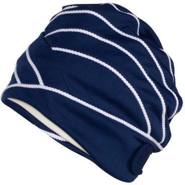 bonnet de bain tissu marine avec liseré blanc