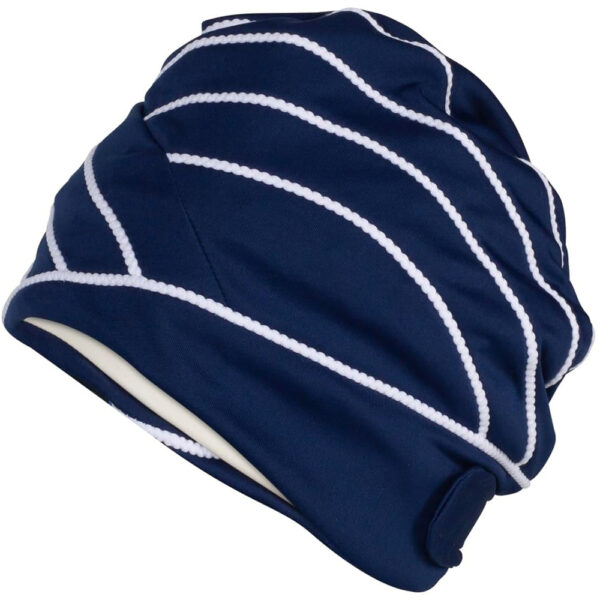 bonnet de bain tissu marine avec liseré blanc bonnet de bain tissu marine avec liseré blanc