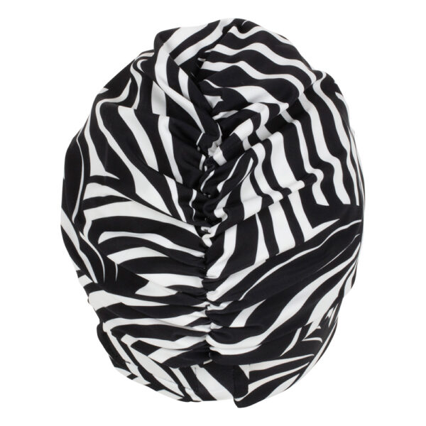 bonnet de bain tissu blanc & noir avec scratch bonnet de bain tissu blanc & noir avec scratch