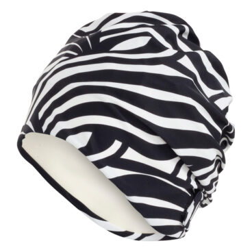 bonnet de bain tissu blanc & noir avec scratch