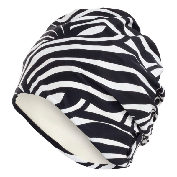 bonnet de bain tissu blanc & noir avec scratch bonnet de bain tissu blanc & noir avec scratch