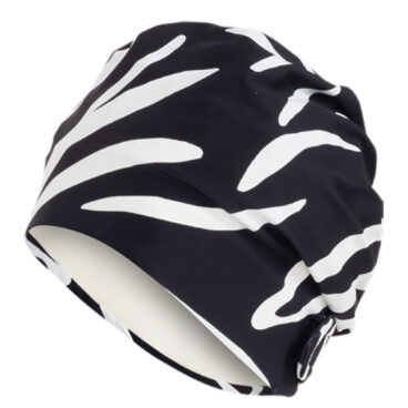 bonnet de bain tissu blanc & noir avec scratch bonnet de bain tissu blanc & noir avec scratch