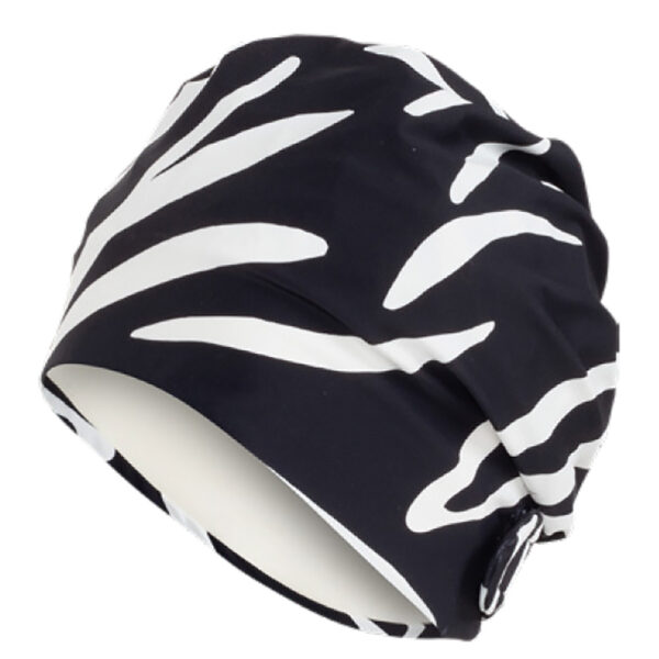 bonnet de bain tissu blanc & noir avec scratch bonnet de bain tissu blanc & noir avec scratch