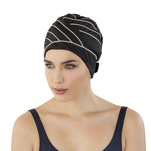 Bonnet de bain noir orné liseré