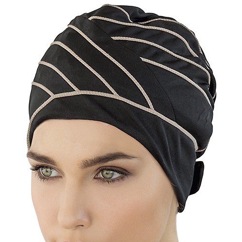 Bonnet de bain noir orné liseré