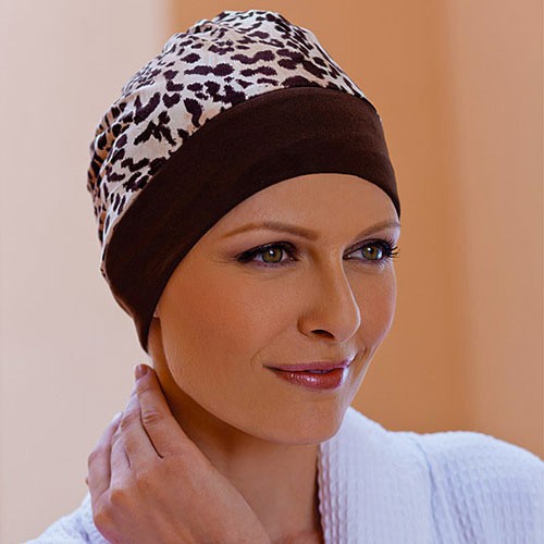 Bonnet Turban Réversible Tissu brun et sable