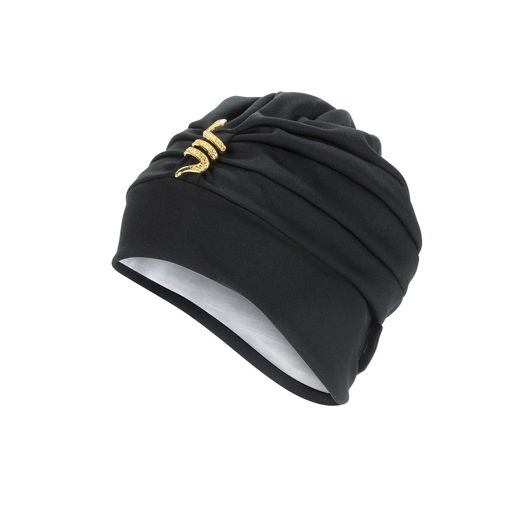 Bonnet de Bain Fantaisie Tissu Noir avec scratch - Bonnet de Bain