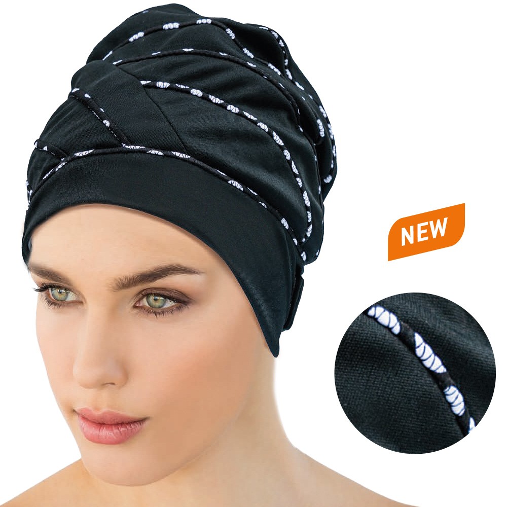 Bonnet de bain noir orné liseré