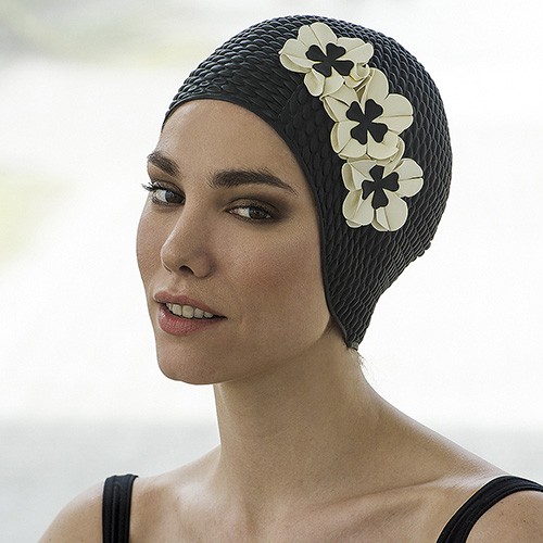 Bonnet de bain Gaufré Mauve avec fleurs - Bonnet de Bain Fleurs, PROMO -  Wimex Europe Boutique