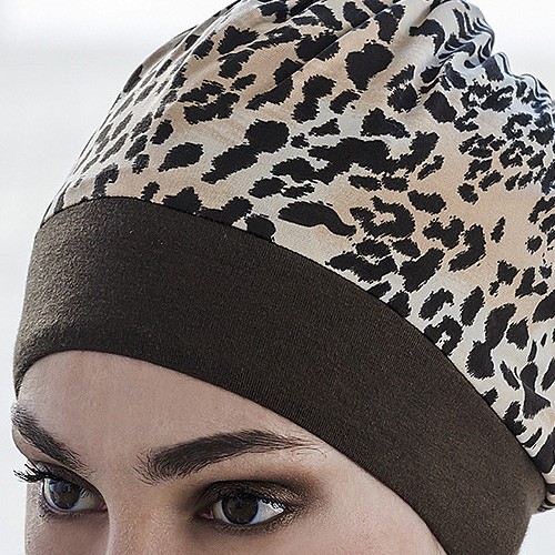 Bonnet Turban Réversible Tissu brun et sable