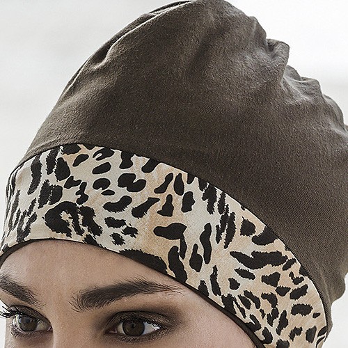 Bonnet Turban Réversible Tissu brun et sable